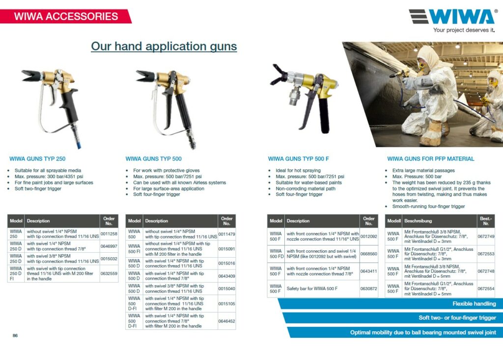 WIWA High Pressure Manual Airless Spray Gun Brochure